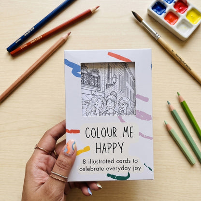 Colour Me Happy illustrated postcard set included in the Art Lovers Gift Box