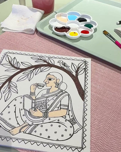 Chai & Chill Madhubani outline