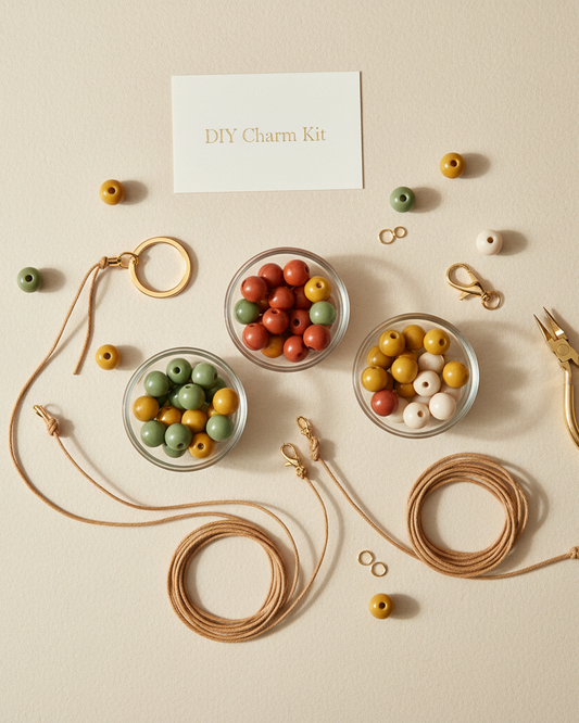 Create your own beaded bag charm with cord, ring, and bead pack included. Personalize your accessories!
